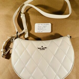 Kate Spade White Quilted Crossbody Bag with Gold Hardware